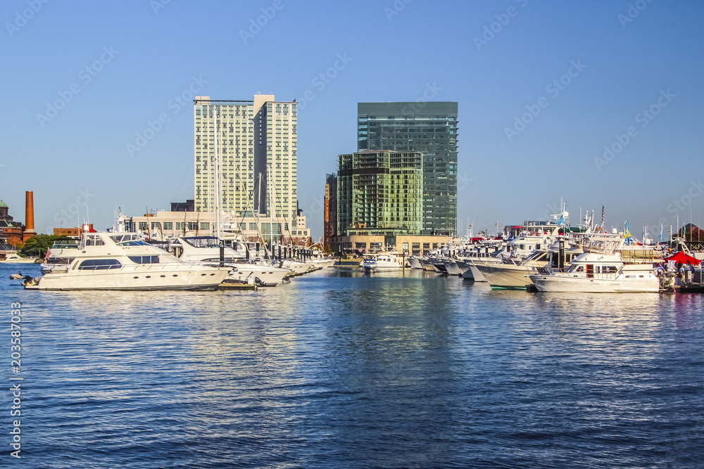 Baltimore Harbor with Yachts and Boats