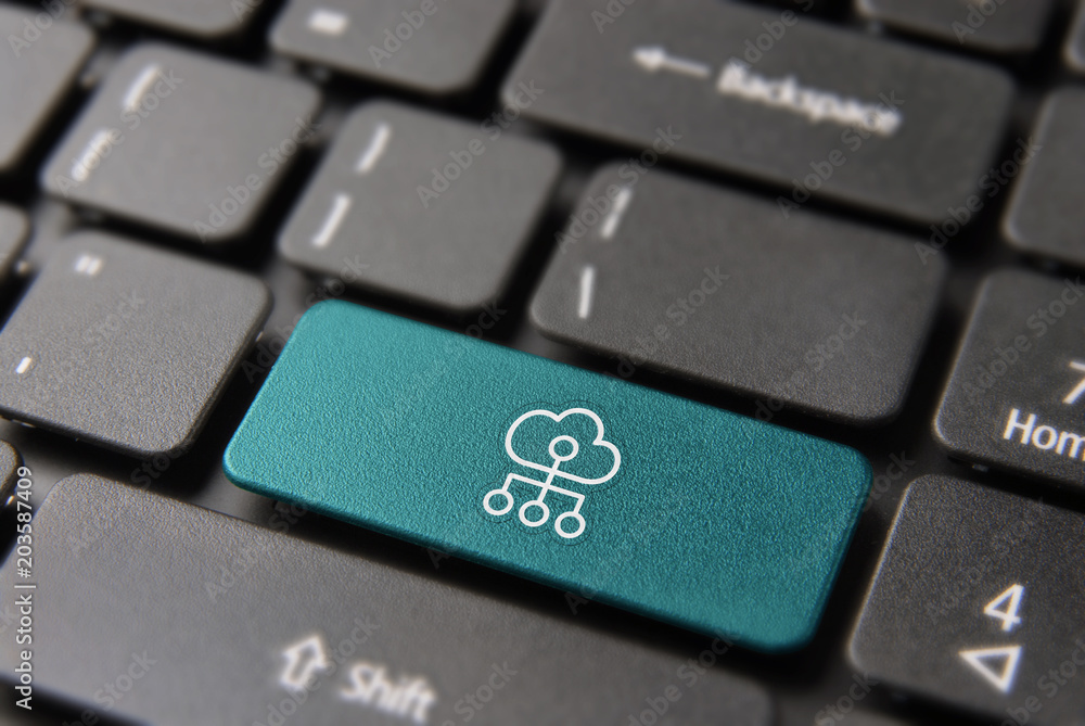 Big data online cloud storage button on computer Big data online cloud storage button on computer
