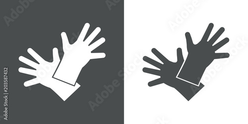 Icono plano guantes de trabajo en gris y blanco