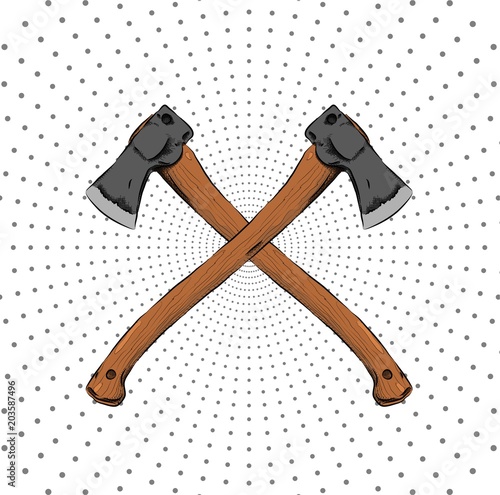 
axes on a bright background. Can be used for printing on T-shirts, flyers and stuff. Vector illustration