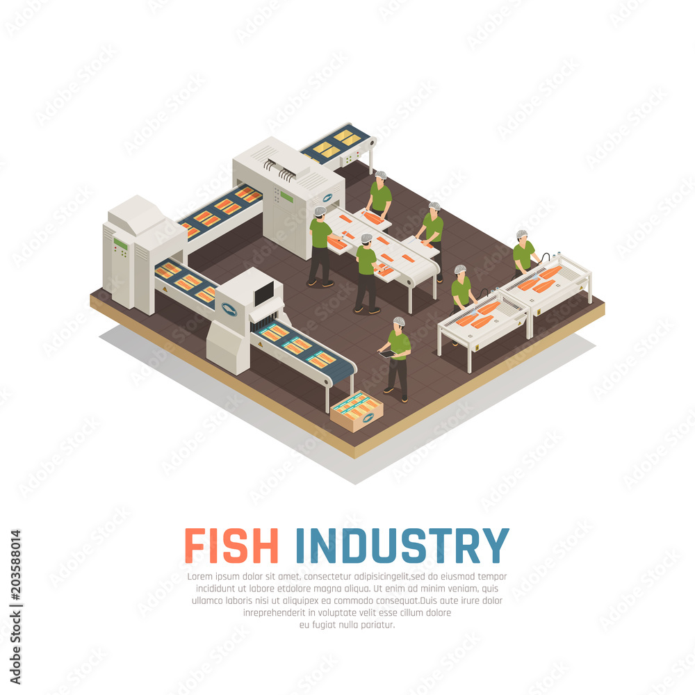 Fish Factory Isometric Background Fish Factory Isometric Background