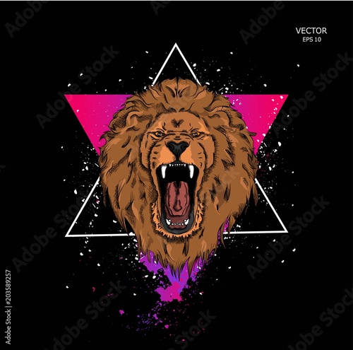Fototapeta Naklejka Na Ścianę i Meble -  Portrait of a lion. Vector illustration