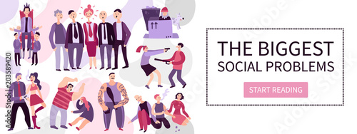 Biggest Social Problems Flat Illustration