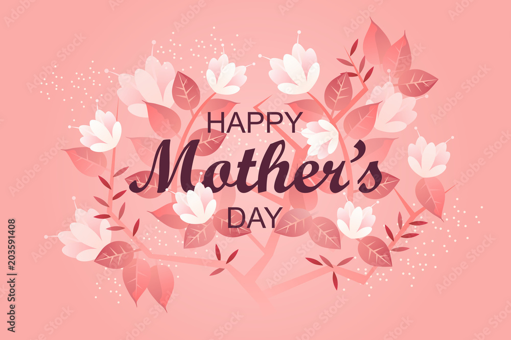 Happy Mother's day banner. holiday. greeting card template. flowers. vector illustration