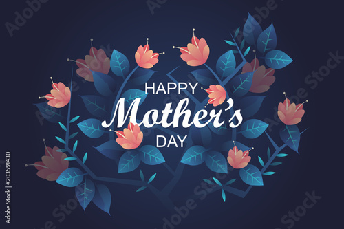 Happy Mother's day banner. greeting card template. flowers. vector illustration