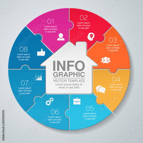 Vector infographic template for diagram, graph, presentation, chart, business concept with 8 options.