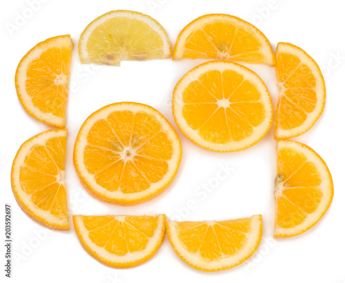 sliced lemon isolated on white background top view