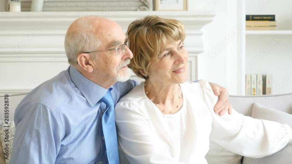 Portrait retired seniors caucasian couple, They embrace and spend time together Portrait retired seniors caucasian couple, They embrace and spend time together