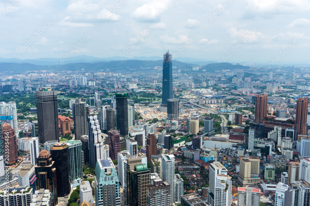 Kuala Lumpur city skyline with skyscrapers, Malaysia