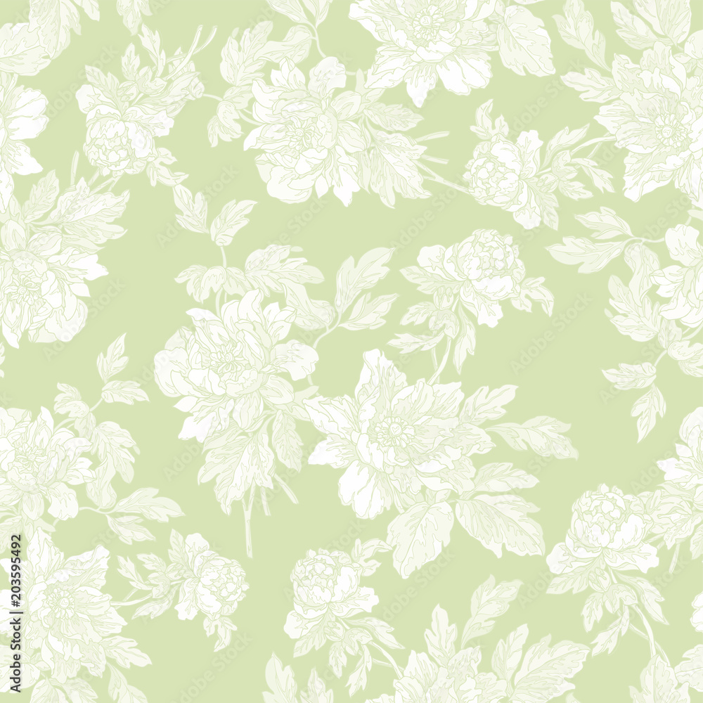 Fototapeta premium Elegance Seamless pattern with poppy or roses flowers