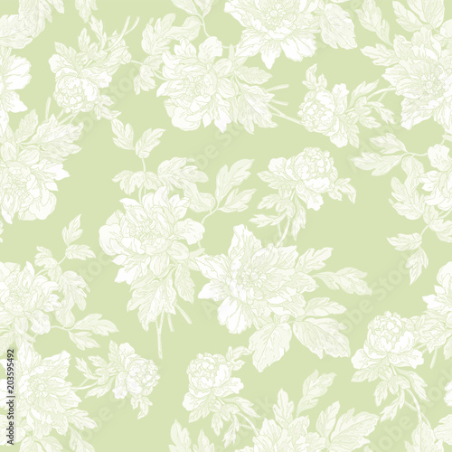 Elegance Seamless pattern with poppy or roses flowers