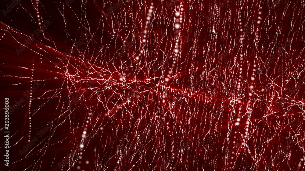 Fototapeta premium Red abstract background. rendering glowing particles