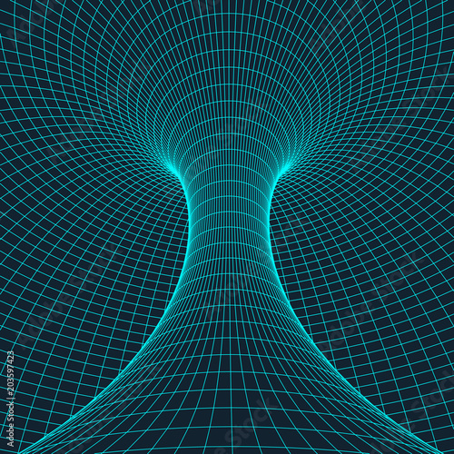 Wireframe torus with connected lines and dots . Mesh polygonal element. Vector Illustration EPS10.