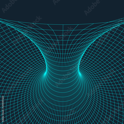 Wireframe torus with connected lines and dots . Mesh polygonal element. Vector Illustration EPS10.