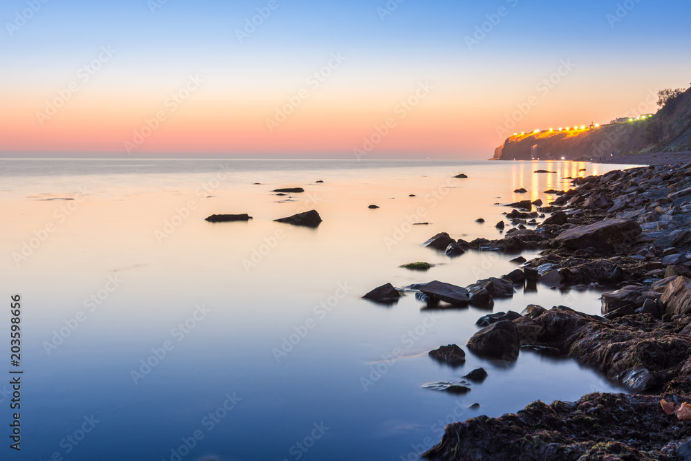 Quiet scenic landscape after sunset in the High Coast area of the resort town of Anapa, Russia