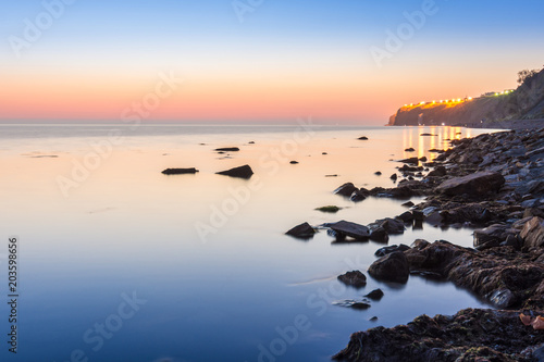 Quiet scenic landscape after sunset in the High Coast area of the resort town of Anapa  Russia