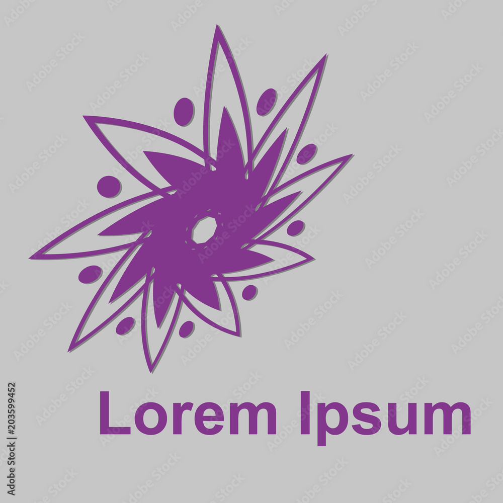 Obraz premium logo with text/The figure depicts a logo in the form of a purple flower. Logo for the company, flowers trading, brand. New restaurant logo.