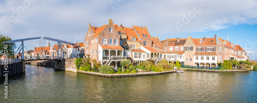 Houses and draw bridge in old town of Enkhuizen, Noord-Holland, Netherlands photo