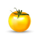 Tomato yellow 3d realistic isolated on white.