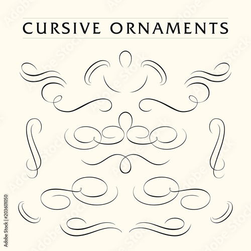 Cursive ornaments set