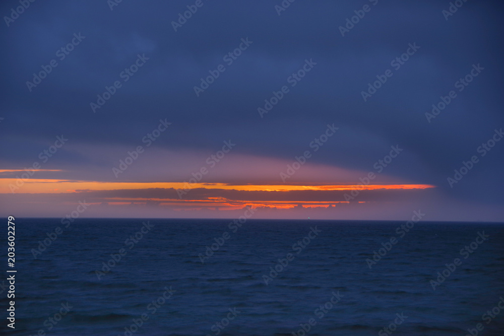 Cloudy sunset above the Atlantic ocean, Vigo, Galicia, Spain