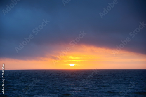 Cloudy sunset above the Atlantic ocean  Vigo  Galicia  Spain