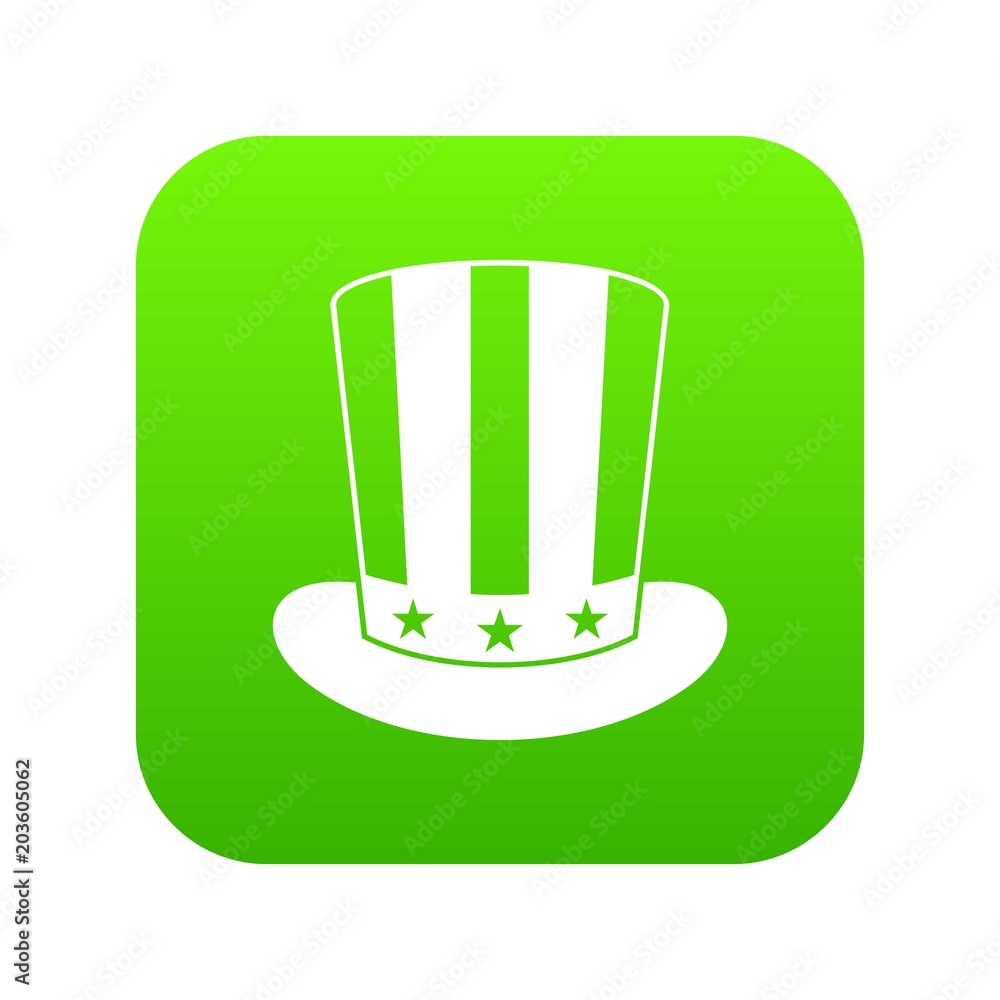 American hat icon digital green for any design isolated on white vector illustration American hat icon digital green for any design isolated on white vector illustration