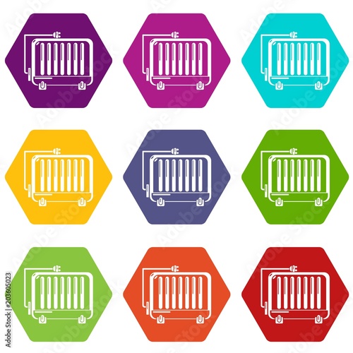 Electric battery icons 9 set coloful isolated on white for web