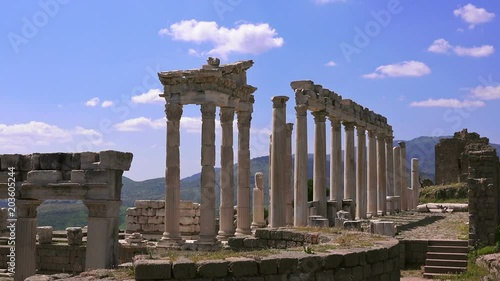 Pergamon, Trajan temple, ruins of ancient acropolis, Turkey, Bergama, Full HD video, 1080p photo