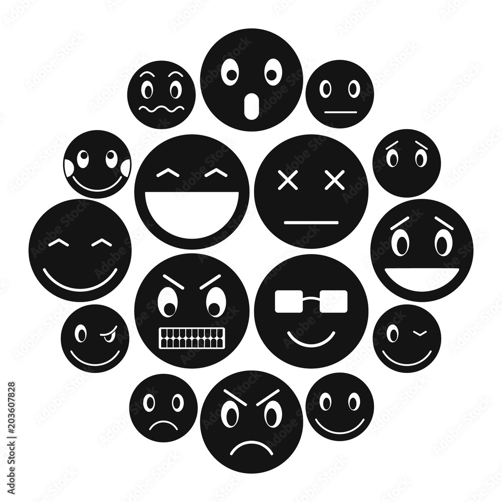 Emoticon icons set in simple style for any design Emoticon icons set in simple style for any design