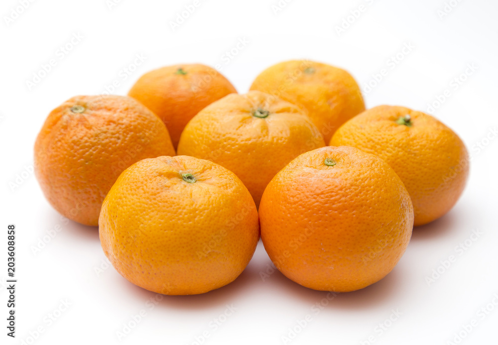 Fresh Mandarin Oranges on a White Background Fresh Mandarin Oranges on a White Background