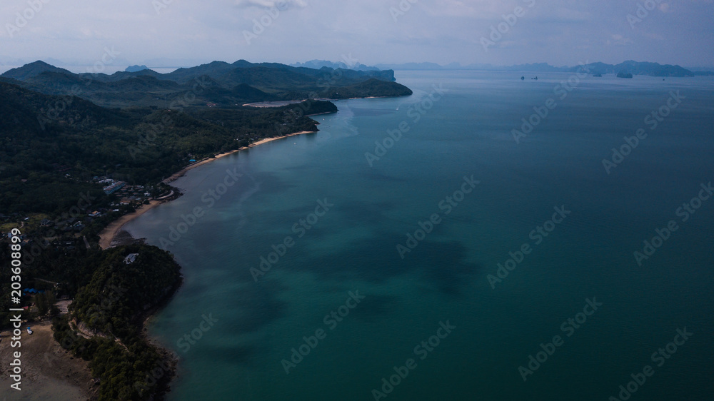 aerial view landscape of Koh Yao Noi , Krabi Thailand aerial view landscape of Koh Yao Noi , Krabi Thailand