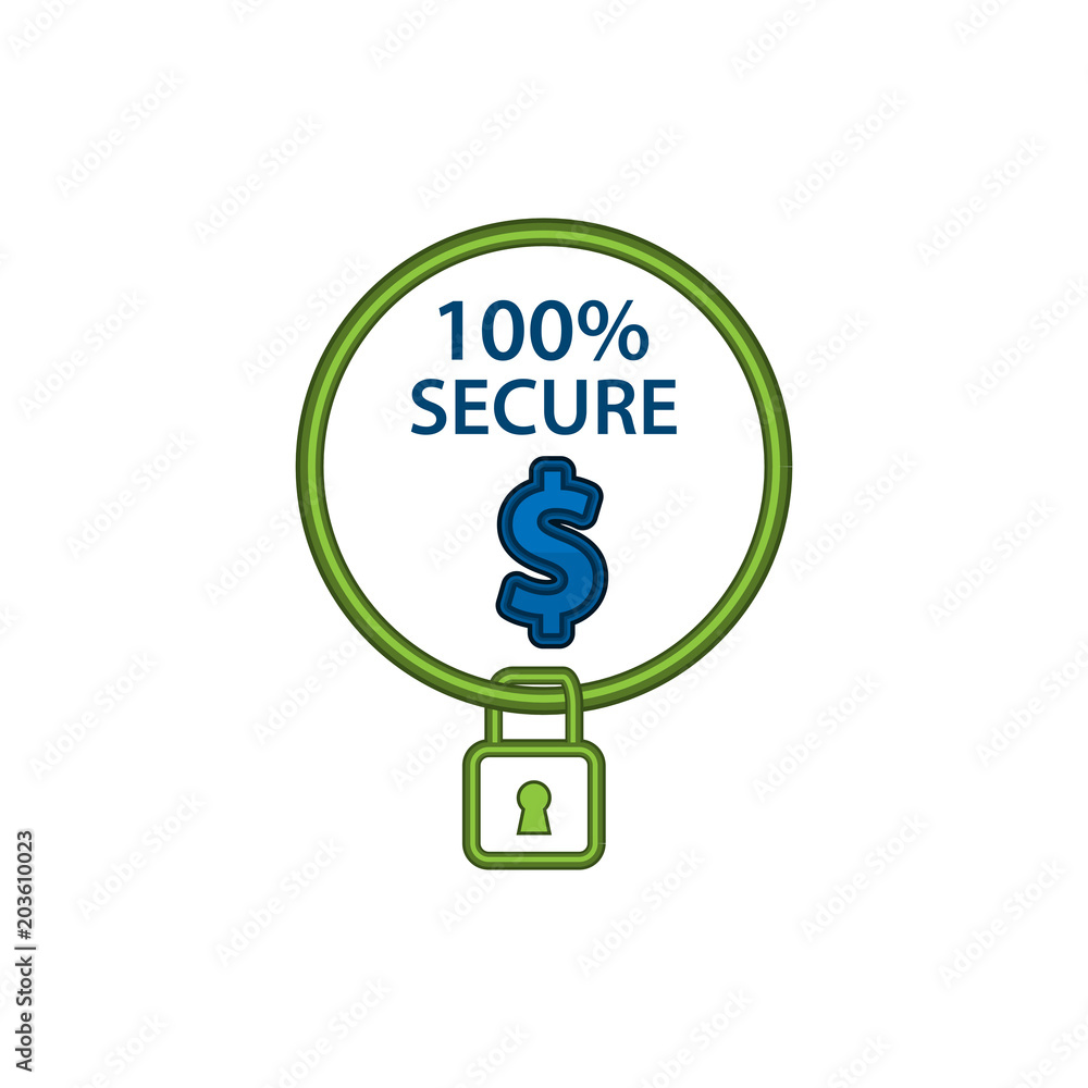 Secure shopping icon, flat design. Illustrations protect your money or property. Secure shopping icon, flat design. Illustrations protect your money or property.