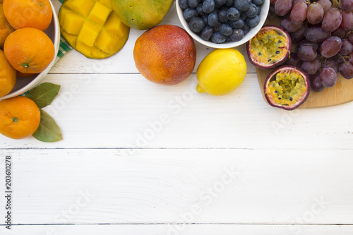 Fresh Fruits on a White Background, Ready to be Made into a Fruit Salad