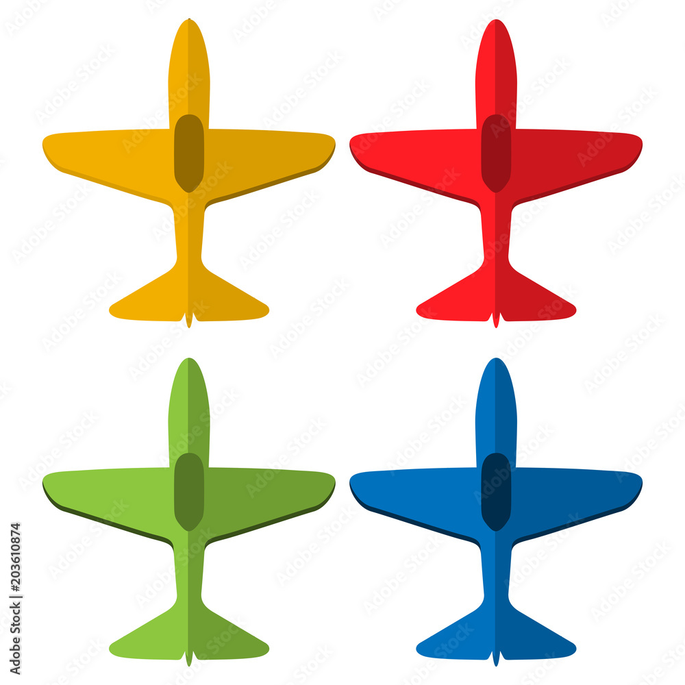 Colorful airplane set icons, flat design Colorful airplane set icons, flat design