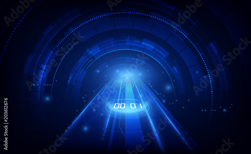 Abstract Futuristic Technology Background with Digital number timer concept and countdown, vector transparent