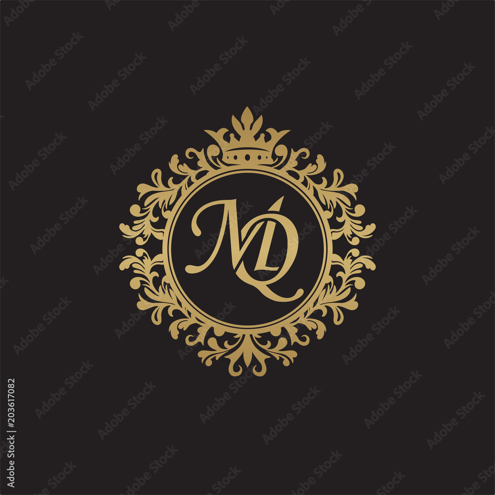 Initial letter MQ, overlapping monogram logo, decorative ornament badge, elegant luxury golden color Initial letter MQ, overlapping monogram logo, decorative ornament badge, elegant luxury golden color