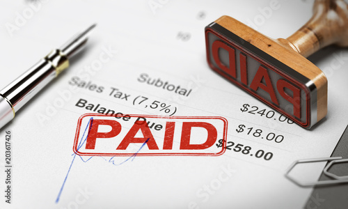 Paid Invoice, Debt or Invoice Collection Concept