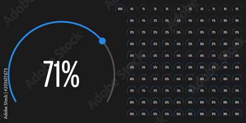Set of circular sector percentage diagrams from 0 to 100 ready-to-use for web design, user interface (UI) or infographic - indicator with blue