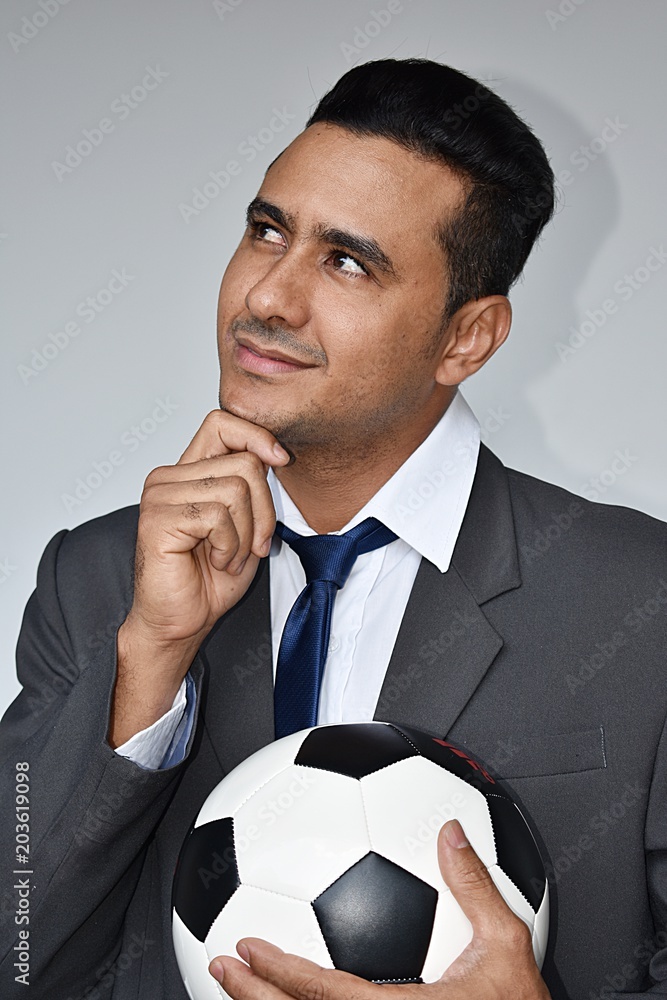 Thinking Male Sports Manager And Soccer