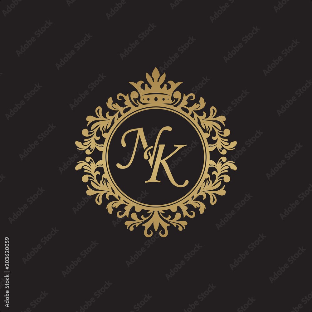 Initial Letter N K Nk Gold Stock Vector (Royalty Free) 1642134211