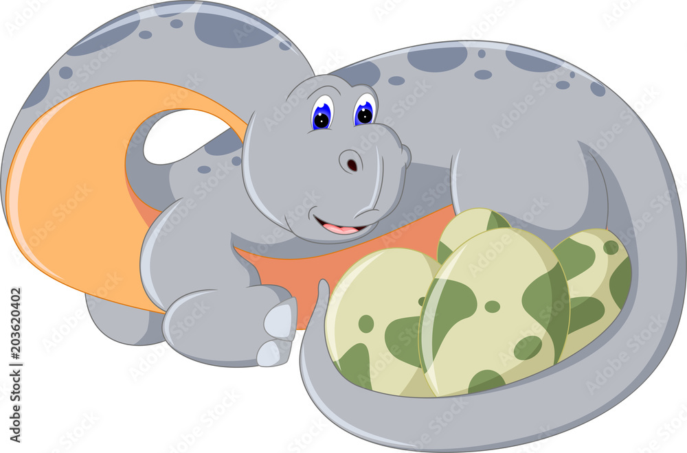 funny brontosaur cartoon sitting with hugging egg funny brontosaur cartoon sitting with hugging egg