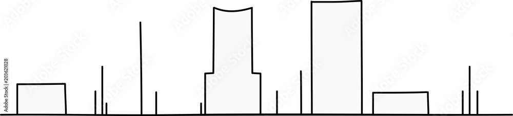 A simple, minimal stick figure skyline illustration of the city of Akron, Ohio, USA. A simple, minimal stick figure skyline illustration of the city of Akron, Ohio, USA.