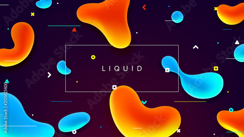 Fototapeta Naklejka Na Ścianę i Meble -  Colorful web banner with abstract fluid shapes. Trendy vector illustration with geometric symbols. Futuristic composition with liquid shapes.