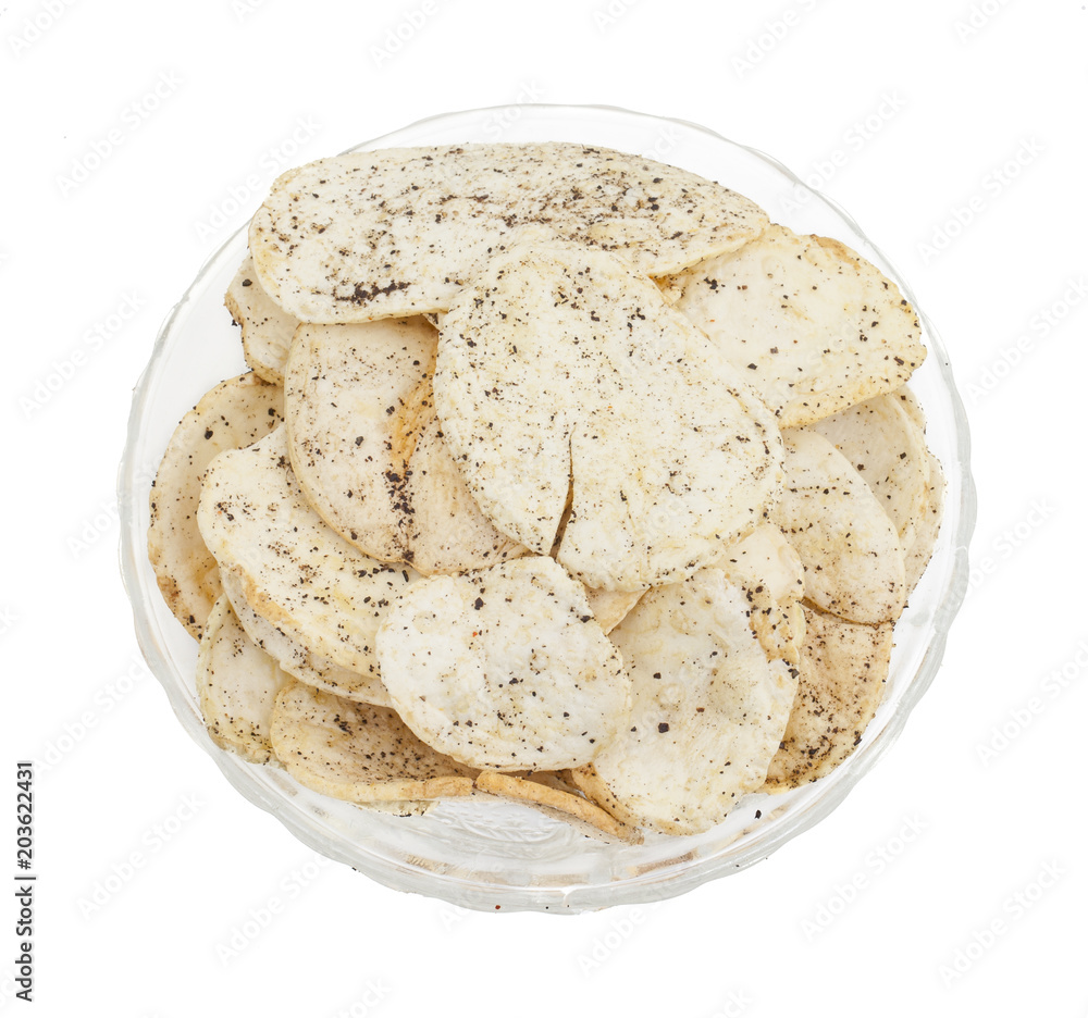 Indian Spicy Potato Chips Also know as Aloo Papri, Aloo Papdi, Alu Papdi, Wafer and Aloo Chips isolated on White Background Indian Spicy Potato Chips Also know as Aloo Papri, Aloo Papdi, Alu Papdi, Wafer and Aloo Chips isolated on White Background
