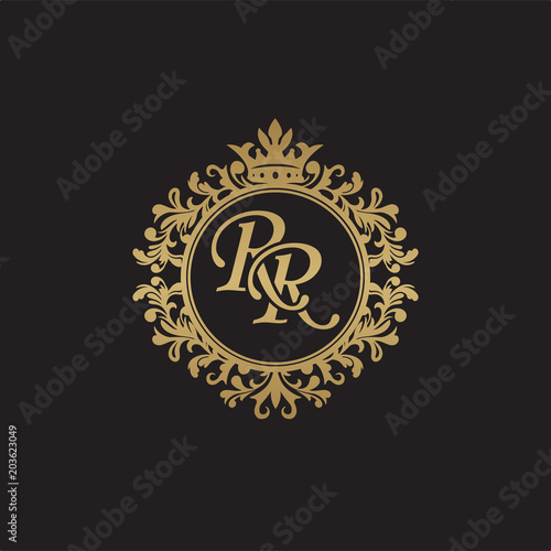 Initial letter RR elegant gold reflected lowercase logo template in black  background Stock Vector by ©reziart 156701854