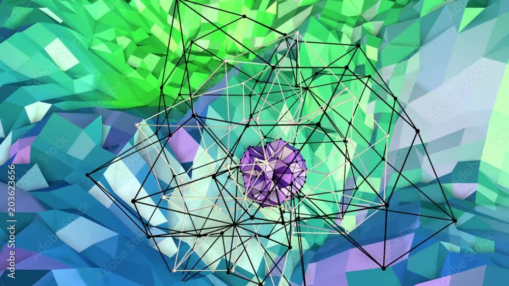 4k low poly background animation in loop. Seamless 3d animation as ...