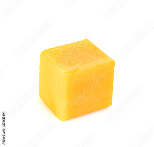 mango cube slice isolated on the white background