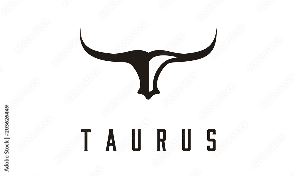 Long Horn Bull Cow Cattle Head Toro Taurus logo design inspiration ...