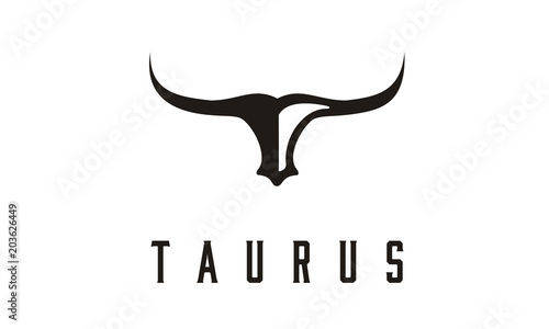 Long Horn Bull Cow Cattle Head Toro Taurus logo design inspiration